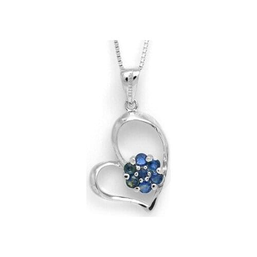 CoLife Jewelry 925 Silver Heart Pendant for Party 2mm Natural Blue Sapphire Pendant Sterling Silver Sapphire Necklace Pendant