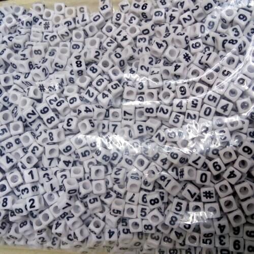 Square White Number/Heart/Symble Mixed White Black Alphabet/ Letter Acrylic Cube Beads For DIY Name Figure Jewelry Making 6x6mm