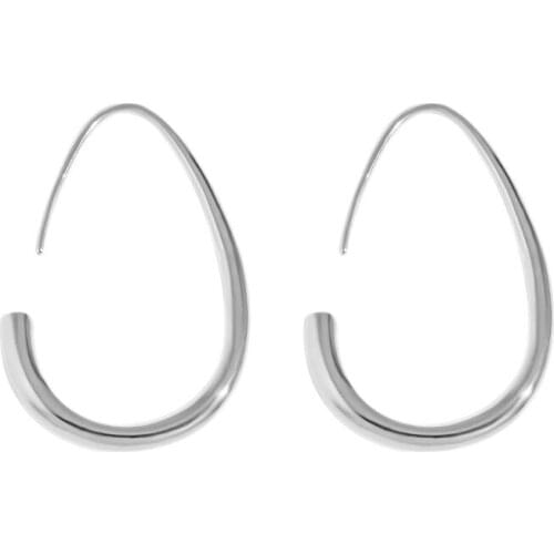 Summer new simple lines drop-shaped ear hooks S925 sterling silver earrings female ins round face was thin earrings