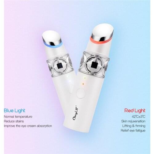 Eye Massager Blue Red Light Therapy Heated Eye Massage Wand High Frequency Vibration Remove Dark Circle Puffiness Beauty Device