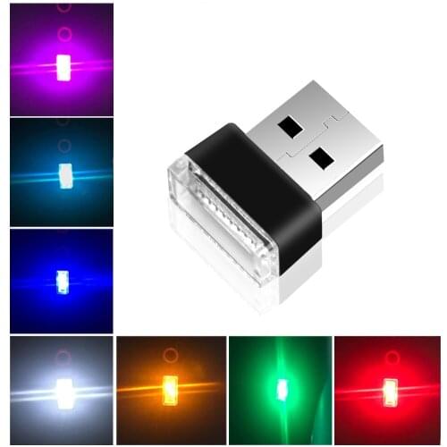 Mini Plug and Play Car USB LED Atmosphere Lights Interior Decorative Lamp Emergency Lighting Universal PC Auto