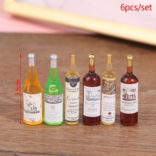 5/6pcs Mini 1/12 Dollhouse Miniature Simulation Drink Wine Bottles Pretend Play Doll Food Drink Accessories