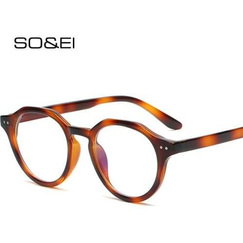 SO&EI Fashion Round Anti-Blu-Ray Women Glasses Frame Vintage Men Optical Frame Clear Lens Nails Eyewear Computer Goggles