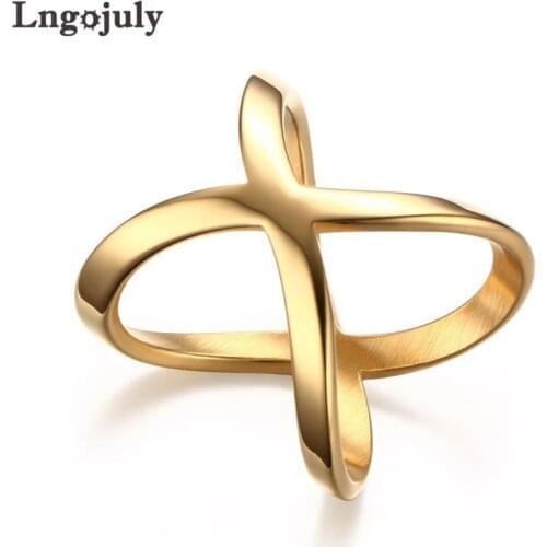 Trendy Titanium Steel YellowGold Glossy IP Gold Plating Rings For Women Engagement Party Ring Jewelry Accessoeries Gifts