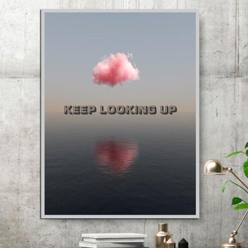 Keep Looking Up Quote Motivational Poster Nordic Wall Art Canvas Print Painting Modern Home Office Room Decoration Picture
