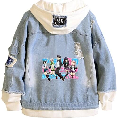 My Teen Romantic Comedy SNAFU Kawaii Jeans Sweatshirt Cartoon Demin Jacket Long Sleeve Couple Streetwear Boys Harajuku Hoodies