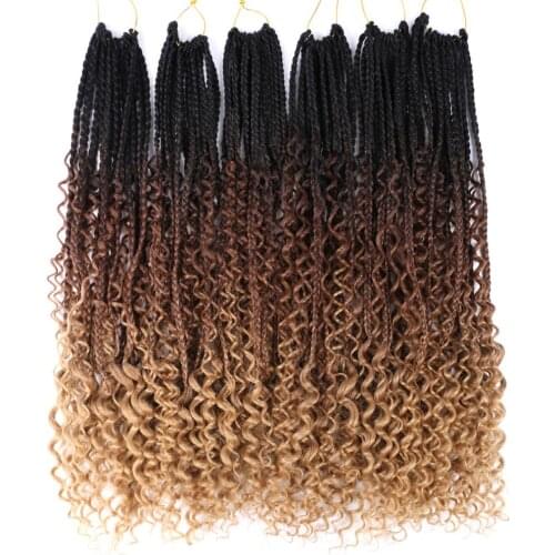 MTMEI HAIR Messy Box Braids Crochet Hair 22" 12Strands/Pack Bohemian Crochet Braids Dark Brown Blonde Braiding Hair Extensions