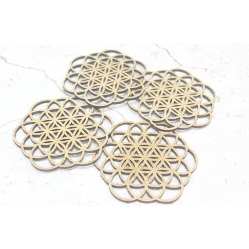 Set of 4 Flower of Life Foundations Sacred Geometry Laser Cut wood Coasters
