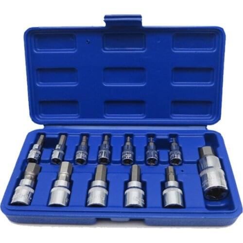 13Pcs Spanner Socket Set 1/4" 3/8" 1/2" Square Drive Hexagon Screwdriver Bit Socket Kit Set for Car Repair Tools Ratchet Wrench