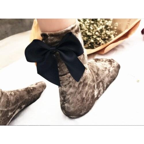 Gtglad Winter New Warm Women Socks New Year Christmas Socks Creative Fashion bow tie Velvet Elastic Knee-socks Christmas Gifts