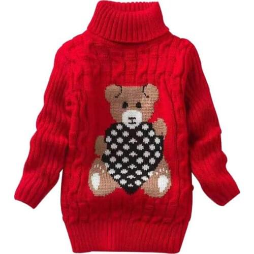 2021 New pullover winter autumn baby Cartoons sweater boy girl child knitted sweater turtleneck sweater children outerwear2-8Y