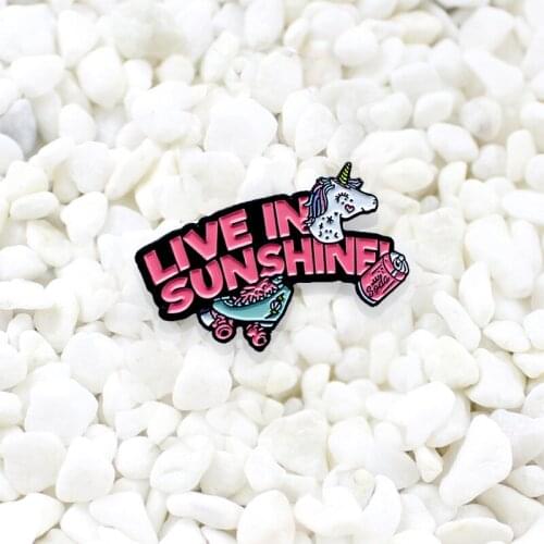 New cartoon Animal Brooch Fun quote banner Lapel Pin Cute horse Pink jewelry Badge Bag dress custom brooches gift for girls kids