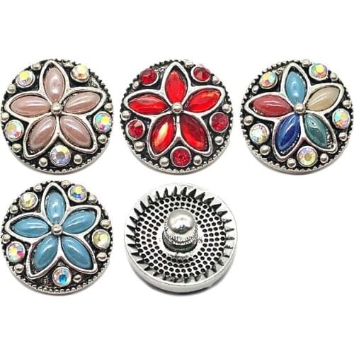 Wholesale w068 18mm 20mm rhinestone metal button for snap button Bracelet Necklace Jewelry For Women Silver jewelry