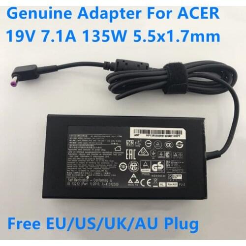 Genuine 19V 7.1A 135W 5.5x1.7mm ADP-135KB T PA-1131-16 AC Adapter For ACER ASPIRE 7 A715 A717 V17 NITRO VN7 SERIE Power Charger