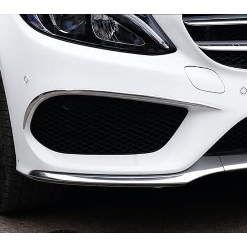 Stainless Steel Front Fog Lamp Trim Strips 2Pcs For Mercedes Benz C Class W205 2015-2018 Car Styling Bumper Trim Bright Strips