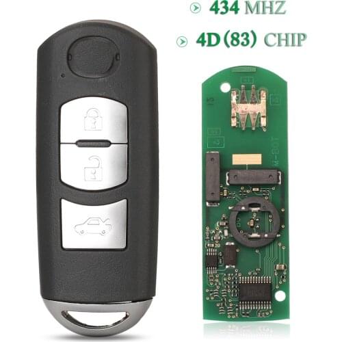 Bilchave 3Buttons 434MHz VDO System Smart Remote Car Key 4D (83) Chip FOB For Mazda 6 2008-2012 With Blade Replacement 5WK43403D