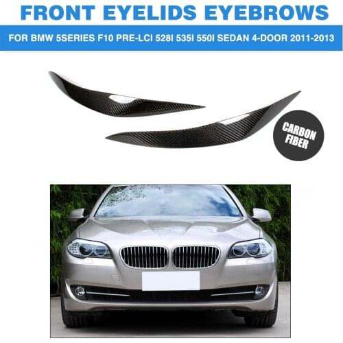 2PCS/set Carbon Fiber Front Headlight Eyelids for BMW 5 Series F10 Pre-LCI 528i 535i 550i Sedan 4-Door 2011-2013 Eyebrows Trims
