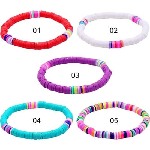 Retro Clay Disc Beads Waxed String Bracelets for Women Female Boho Mixed Color Fashion Wristband Jewelry Gift Beach Bracelet