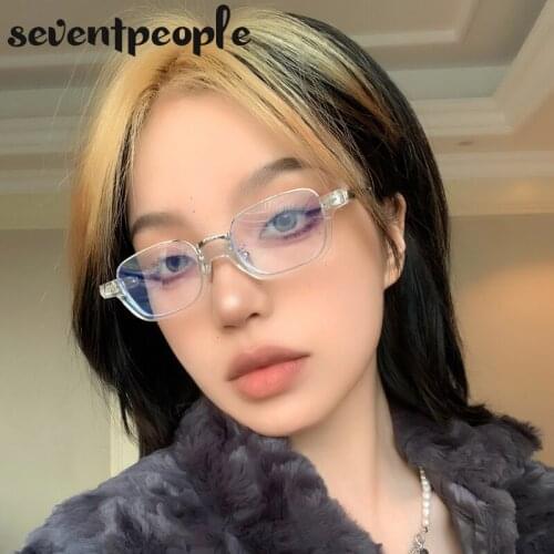 Retro Semi-Rimless Small Square Sunglasses Women 2021 Fashion Metal Frame Anti-Blue Light Eyewear Trendy Sun Glasses For Men