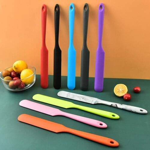 Silicone Slim Spatula Non-Stick Long Handle Butter Cooking Spatula Heat-resistant Jar Smoothies Baking Scraper for Stirring
