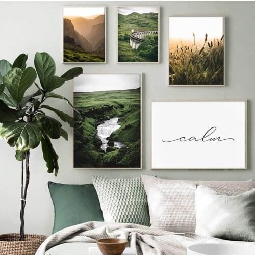 Nordic Dawn Mural Art Poster Natural Mountain Scenery Canvas Painting Alpaca Living Room For Home Interior Decoration Wall Paint