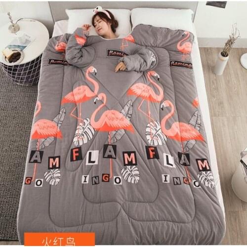 Quilt with Sleeves Lazy Winter Quilt With Sleeves Very Comfortable Thickened Washed Quilt Blank Home Bedding Comforter Printed