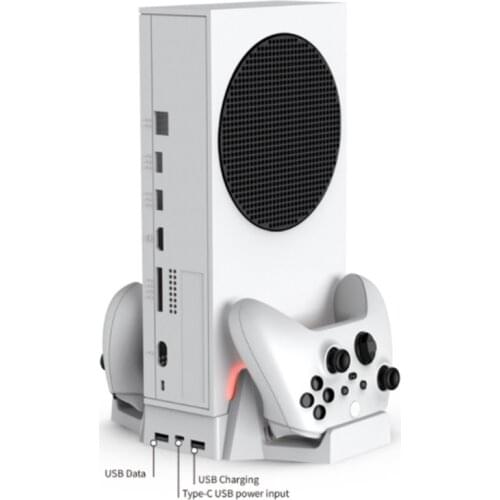 2 in 1 Vertical Cooling Stand Compatible with X-box X Series S Game Console Stand with USB Hub Ports & Controller Dual Charge