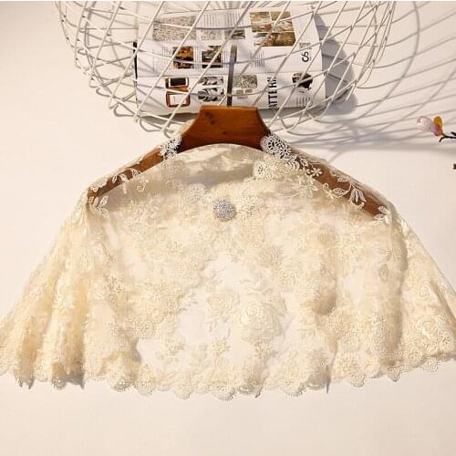 Champagne White Lace Bolero Bridal Wraps And Shawls Prom Dress Cape Bolero Women Mariage Bride Wedding Party Dress Top Cover Up