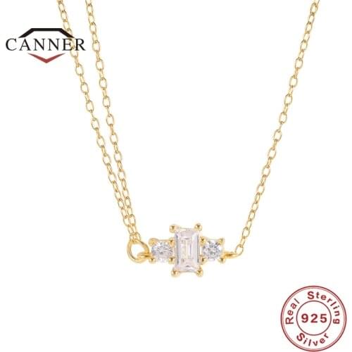 CANNER 925 Sterling Silver Creative Personality Simple Fashion Chain Necklace for Women Clavicle Choker Necklaces Fine Jewelry