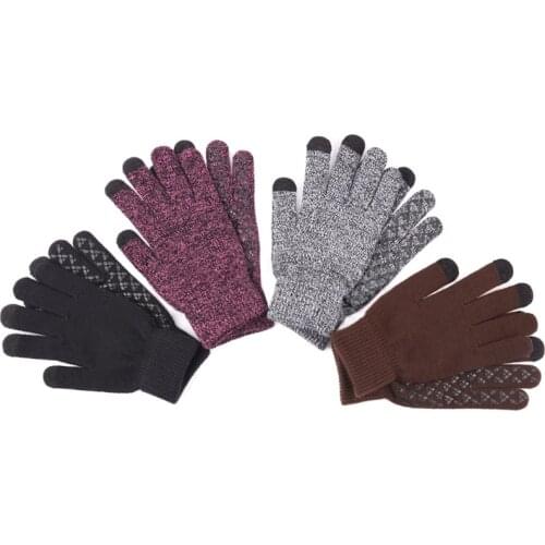 Winter smartphone Touch Screen Gloves Thicken Warm Knitted Stretch Gloves Imitation Wool Full Finger Outdoor Skiing Gloves