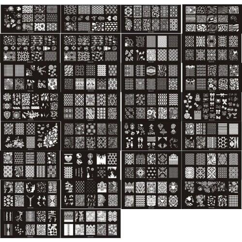 1PC BCN01-30 6*12cm Rectangle Shape High Quality Blue Film Nail Art Stamping Image Plate Stainless Love Full-cover Lace Rose