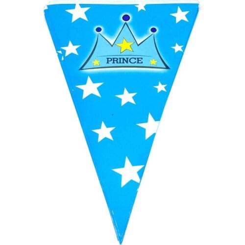Blue Prince Crown Theme Kids Birthday Party And Party Decoration Banner Shower Disposable Tableware Banner Supplies 10pcs