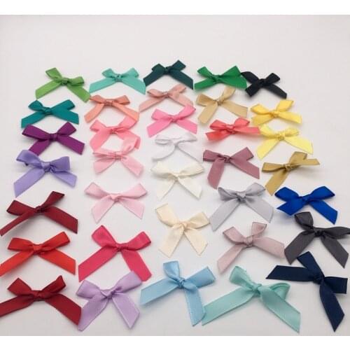 100Pcs Fresh Pink Ribbon Bows Small Polyester Satin Flower DIY Craft Wedding Christmas Tree for Clothes Accessories Decoration