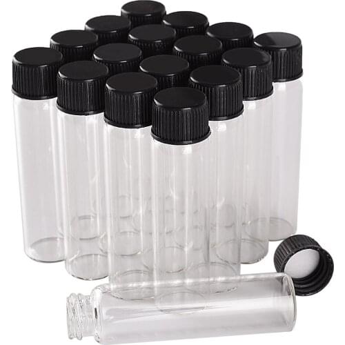 100 pieces 6ml 16*60mm Glass Bottles with Black Plastic Caps Mini Glass Bottles Tiny Jars Vials