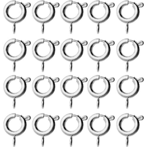 E56A 20 Pcs 6mm 7mm Spring Clasps for Jewelry Making Copper Plated Spring Ring Clasp Closing Buckle for Necklace Bracelets