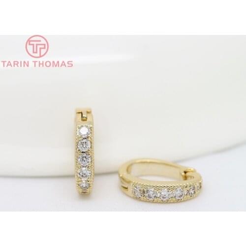 4PCS 13.5x9.5MM 24K Gold Color Brass and Zircon Charms Clasps Connector High Quality Diy Jewelry Findings Accessories