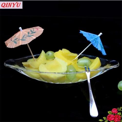 50/100pcs Creative Cocktail Decoration Umbrella-shaped Bamboo Sticks Snack Cake Fruit Sign Umbrella Sign Party Accessory 5z