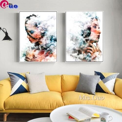 5D Diamond Embroidery Handmade Gift Diamond Painting Abstract Color Fashion Girl Full Square Round Mosaic Art Rhinestone Decor