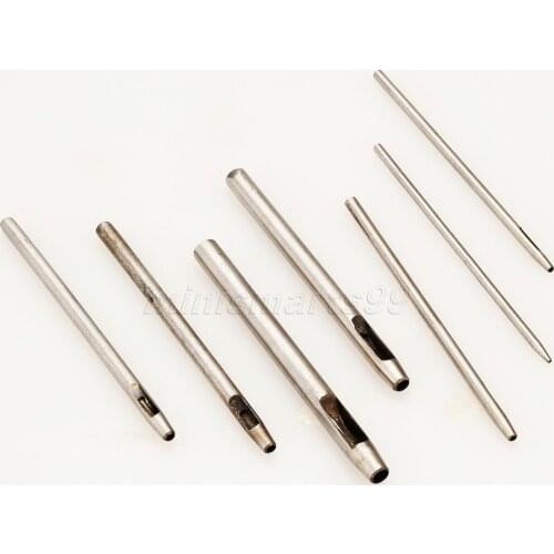 7pcs/set Steel Round Hole Punch Tool Hollow Puncher Cutters Leather Handmade Craft DIY Sewing Tool Mix Sizes 1/1.5/2/2.5/3/4/5mm