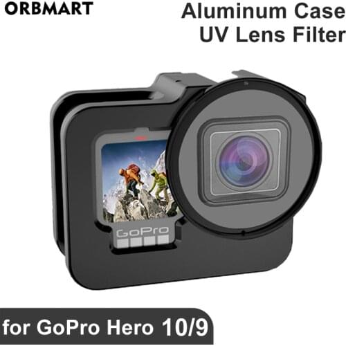 CNC Aluminum Case for GoPro Hero 9 Black Metal Cage Protective Case Frame with UV Lens Filter for Go Pro Hero9 Accessories