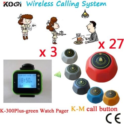 Wireless Table Service Guest Call System For Restaurant Pager Equipment Including Watch And Transmitter(3 watch+27 table call )