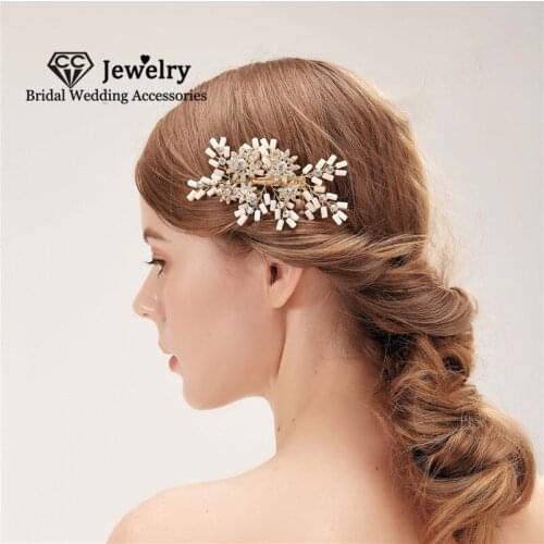 CC Flower Hairgrips Wedding Accessories for Women Engagement Hair Ornament Hairwear Bridal Headdress Crystal Barrette Gift HS132