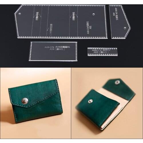 DONYAMY 1 Set DIY Hasp Buckle Card Holder Template Clear Acrylic Leather Pattern for Leathercraft