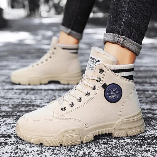 Hot Men Casual Boots 2020 Spring Autumn Comfy Lace-up Leather Mens Boots Men Fashion Sneakers Shoes Man Lace-up Men Boots 39-44