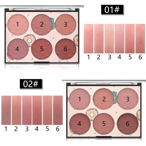 Hot MISS ROSE 6 Color Natural Long-lasting Blusher Powder Palette Face Matte Highlighter Powder Illuminated Blush Powder