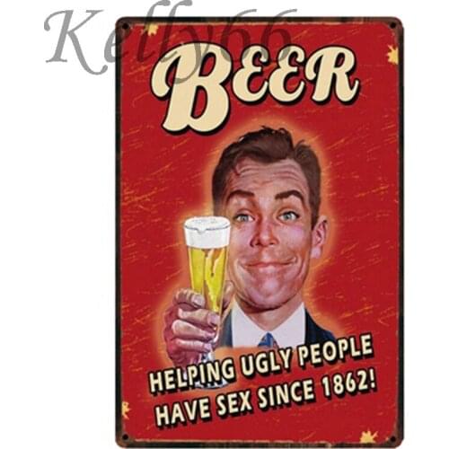 [ Kelly66 ] Beer ugly Vintage Metal Sign Poster Home Decor Bar Wall Art Painting 20*30 CM Size y-1395