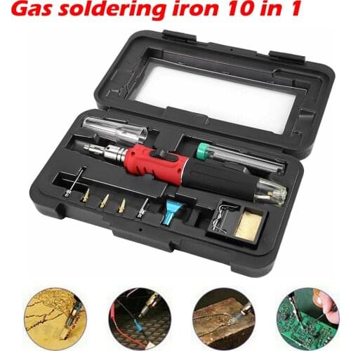 10 in 1 Gas Soldering Iron Kit Electronic Ignition Butane Welding Irons Pen Set Gas Blow Torch Burner Tools