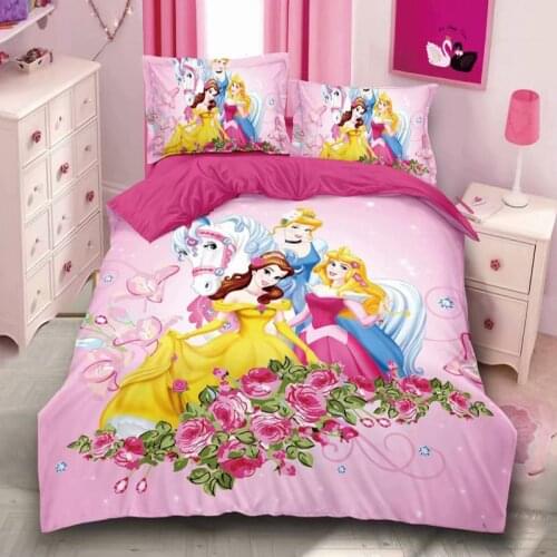 Disney Frozen Princess Practice Girls McQueen Car Moana Bedding Set Childrens Boys Girls Duvet Cover Set Bedroom Decor Twin