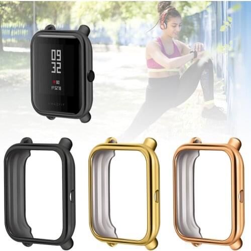 TPU Plated Metal Silicone Protective Case For Huami Mi Youth Watch Protector Shell For Amazfit Lite Bip Protector Case Cover