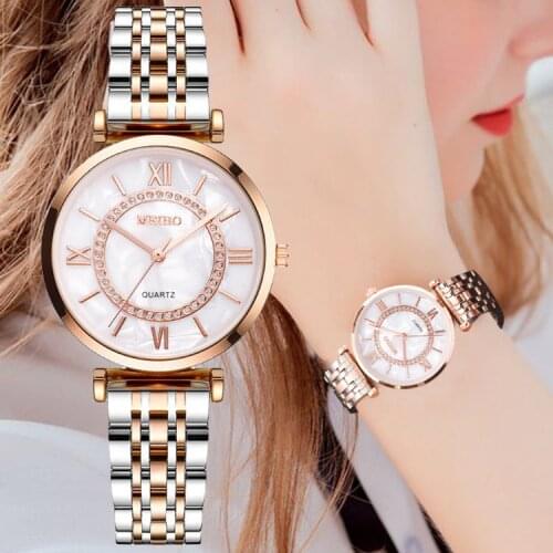 Man Tian Xing Watch Womens Diamond Inlaid Precision Steel Band Quartz Watch Womens Fashion Simple Watch